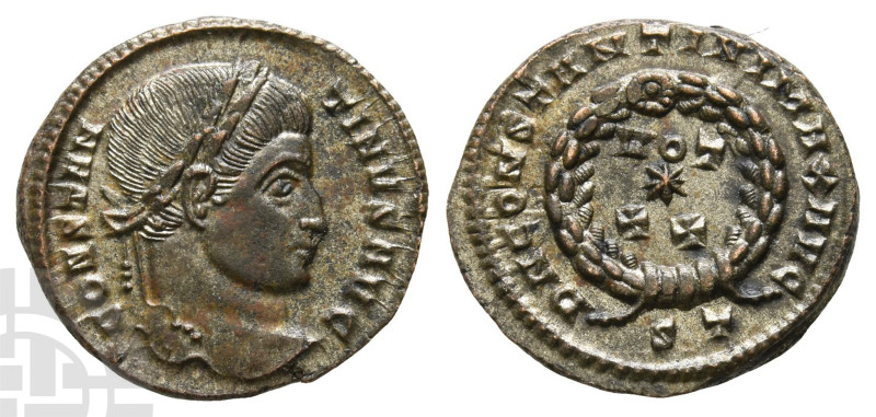 Constantine I BI Nummus. AD 307/310-337. CONSTANTINVS AVG, laureate head to righ...