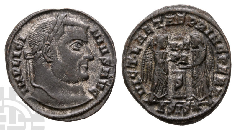 Licinius I BI Nummus. AD 308-324. IMP LICI-NIVS AVG, laureate head to right / VI...