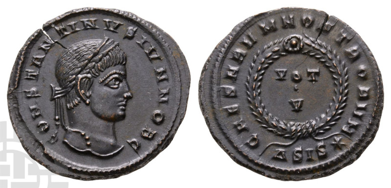 Constantine II, as Caesar BI Nummus. AD 316-337. CONSTANTINVS IVN NOB C, laureat...