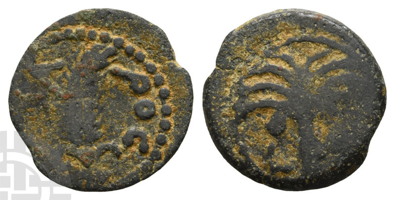 Judaea, Procurators. Marcus Ambibulus AE Prutah. 9-12 CE. KAICA-POC, grain ear /...