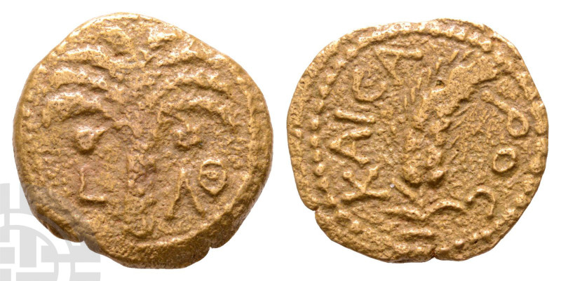 Judaea, Procurators. Marcus Ambibulus AE Prutah. 9-12 CE. KAICA-POC, grain ear /...