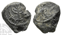 Exceedingly Rare Seal with Menorah - Judaea, Lead Seal. 4th-5th century AD.