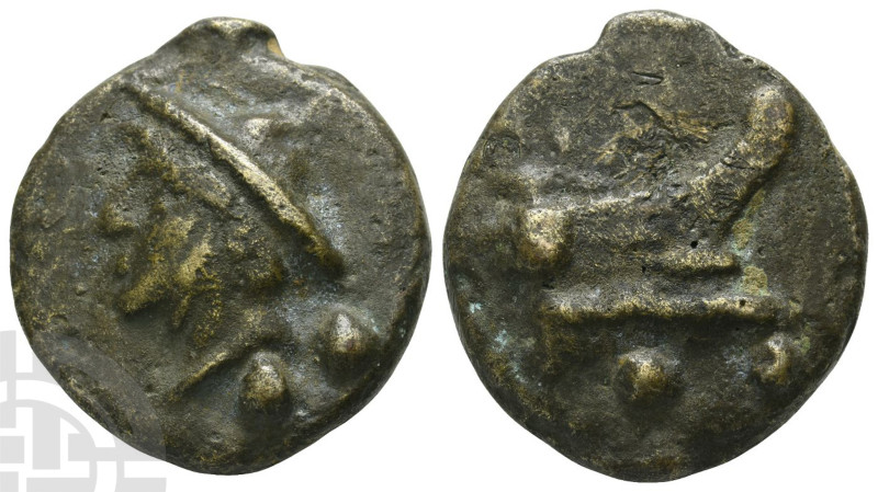 Electrotype of Anonymous AE Aes Grave Sextans. Circa 225-217 BC. Head of Mercury...