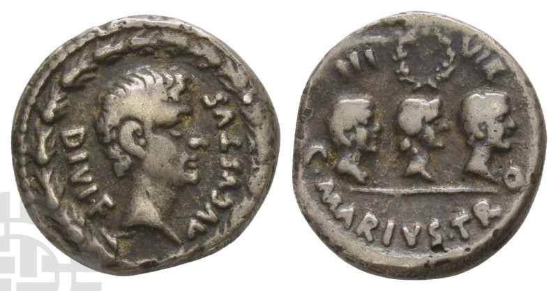 Electrotype of Augustus AR Denarius. 13 BC. AVGVSTVS DIVI • F, bare head to righ...