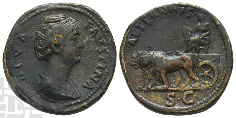 Diva Faustina I AE Cast Paduan Medallion. Circa 1600-1900. DIVA FAVSTINA, draped...