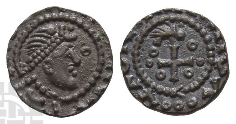 Anglo-Saxon. Primary Phase, Series BX/B VI Mule AR Sceattas. Circa 685-710. Diad...