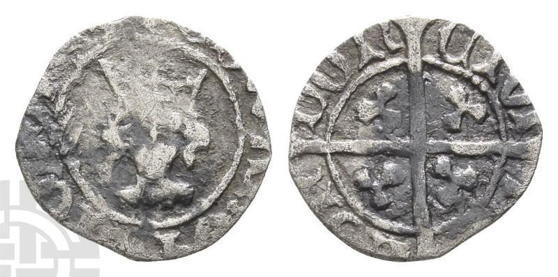 England. Edward IV AR Halfpenny. 1461-1485. EDWARD × DI GRA REX, crowned facing ...