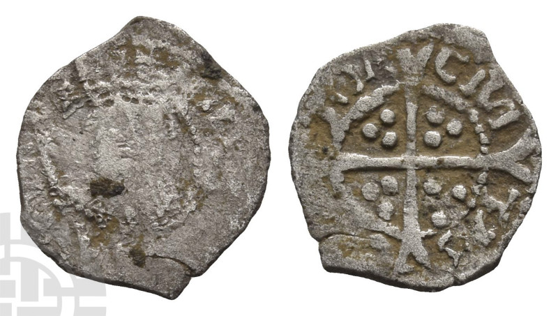 England. Tudor, Henry VIII AR Halfpenny. 1547-1551. H D G ROSA SINE SPIN, facing...