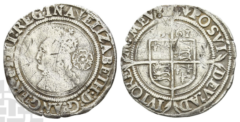 England. Tudor, Elizabeth I AR Sixpence. Dated 1561. ELIZABETH D G ANG FR ET HIB...