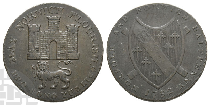 Great Britain. Norwich, Norfolk AE Halfpenny Token. Dated 1792. MAY NORWICH FLOU...