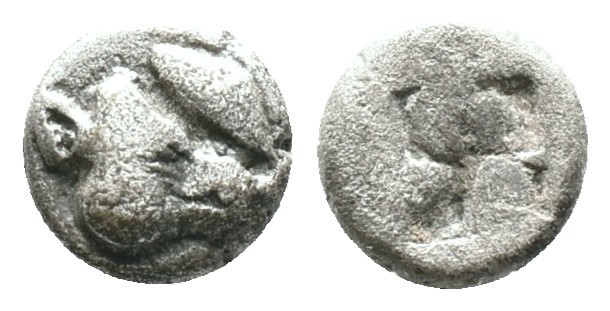 LESBOS. Unattributed early mint. Circa 500-450 BC. Confronted heads of two boars...