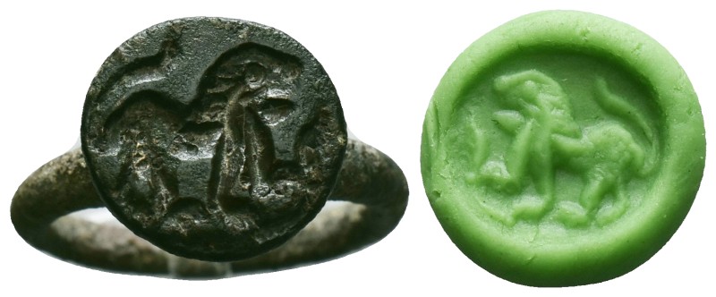 Collectible Items, ANCIENT ROMAN BRONZE SEAL RING.(3rd–4th centuries).Ae.
Refer...