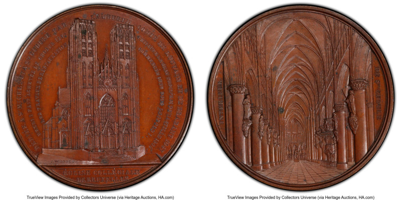 Leopold I bronzed Specimen "Collegiate Church of Brussels" Medal ND (1845) SP64 ...