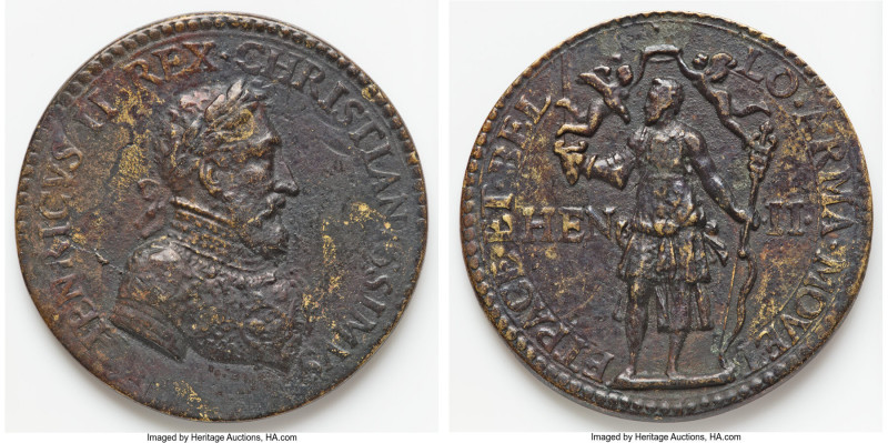 Henri II cast bronze "French Victory" Medal ND (c. 1552) VF, 58mm. 62.3gm. Comme...