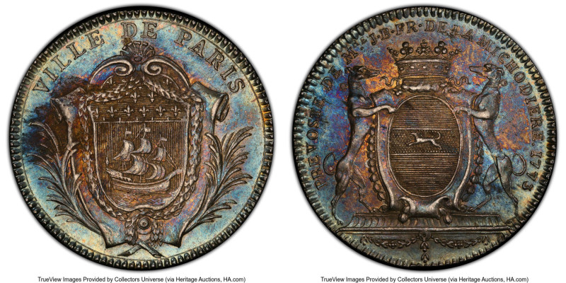 "J.B.F. of Michodiere" silver Jeton 1773 MS62 PCGS, Feuardent-3746. 30mm. HID098...