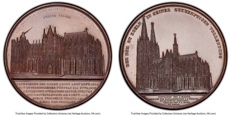 Cologne. "Cologne Cathedral" bronzed Specimen Medal 1855 SP64 PCGS, Ross-M152, H...