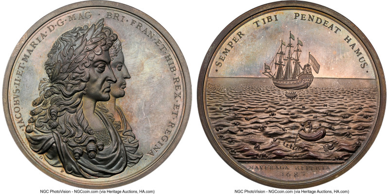 James II silver Restrike "Spanish Wreck Concepción Recovered" Medal 1687 (1971) ...