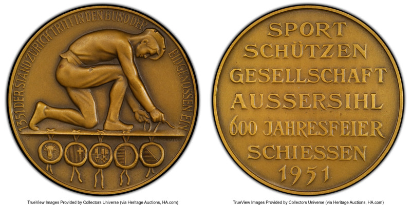 Confederation Matte Specimen "Aussersihl Shooting Festival" Medal 1951 SP66 PCGS...