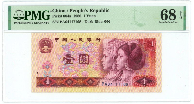 China 1 Yuan 1980 PMG 68 EPQ Superb Gem UNC

P# 884a, N# 205002; # PA 64117168