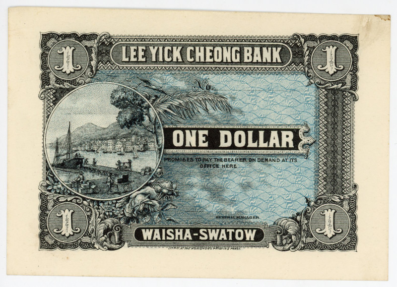 China Swatow Lee Yick Cheong Bank 1 Dollar 1914

Smith-Matr. L4-1; UNC-