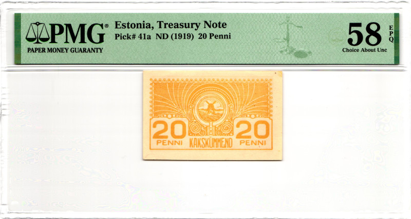 Estonia 20 Penni 1919 (ND) PMG 58 EPQ Choice About Unc

P# 41a, N# 288115