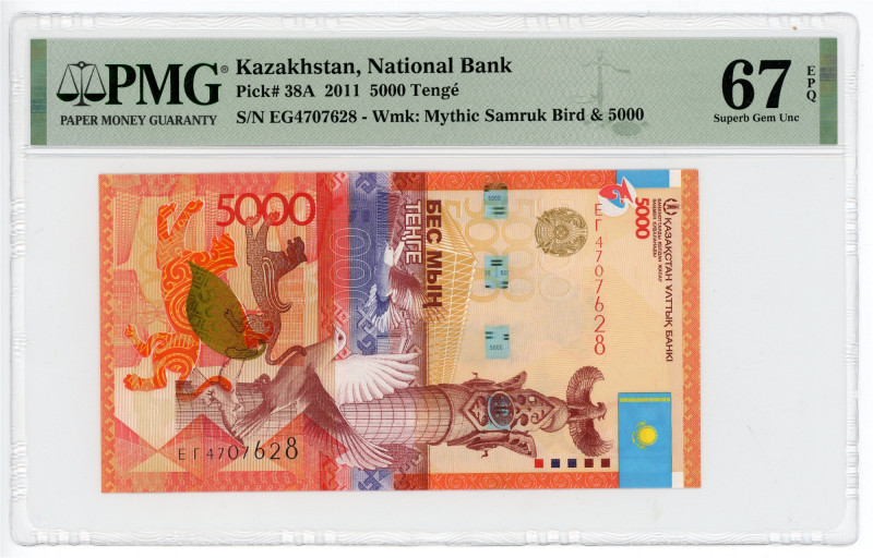 Kazakhstan 5000 Tenge 2011 PMG 67 EPQ Superb Gem Uncirculated

P# 38A, N# 2025...