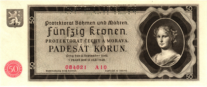 Bohemia & Moravia 50 Korun 1940 Specimen

P# 5s, N# 232620; # A 10 084021; AUN...