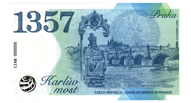 Czech Republic 1 Banknote "Charles Bridge in Prague" 2023 Fantasy Banknotes

#...