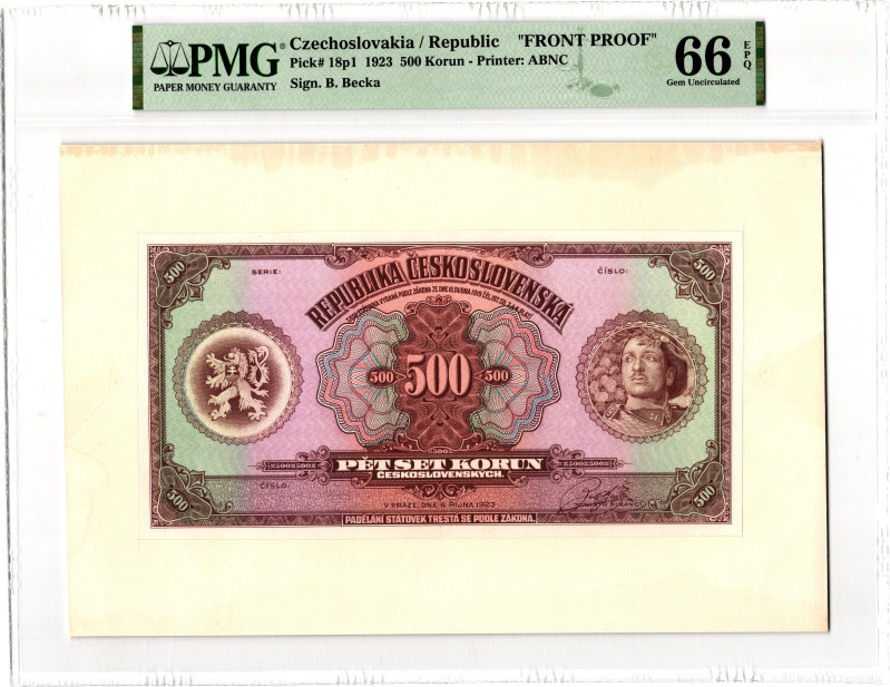 Czechoslovakia 500 Korun 1923 Front Proof PMG 66 EPQ Gem Uncirculated

P# 18p1