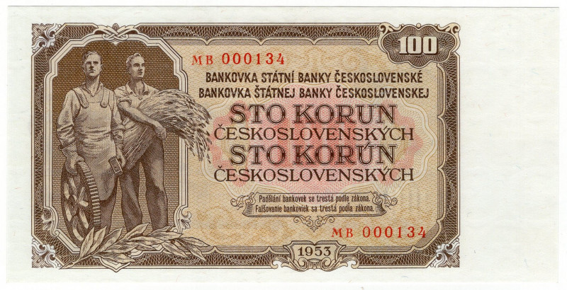 Czechoslovakia 100 Korun 1953

P# 86b, N# 213079; # MB 000134; UNC