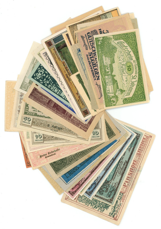 Austria Notgelds Lot of 50 Banknotes 1918 -1924

Various Cities, Dates, Nomina...