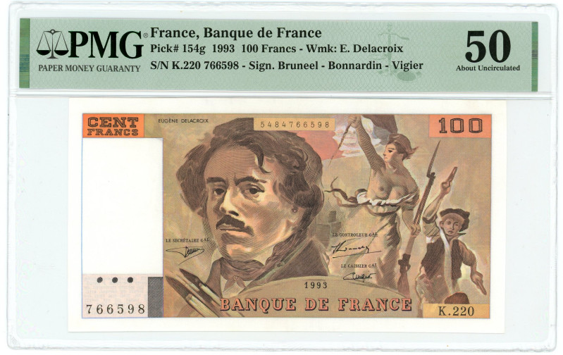 France 100 Francs 1993 PMG 50 AUNC

P# 154g, N# 204422; # K.220 766598