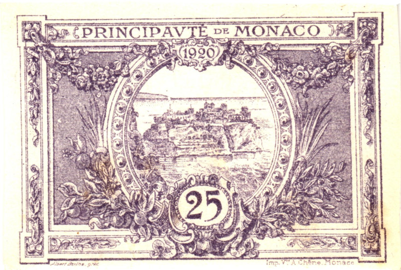 Monaco 25 Centimes 1920

P# 2, N# 322783; UNC