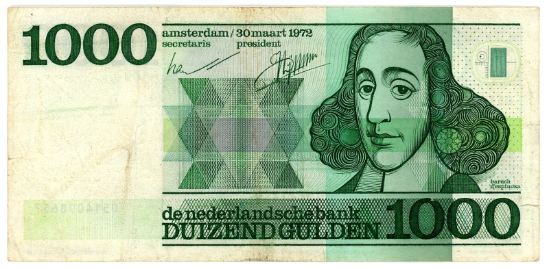 Netherlands 1000 Gulden 1972

P# 94a, N# 211095; # 0514098657; VF+/XF-