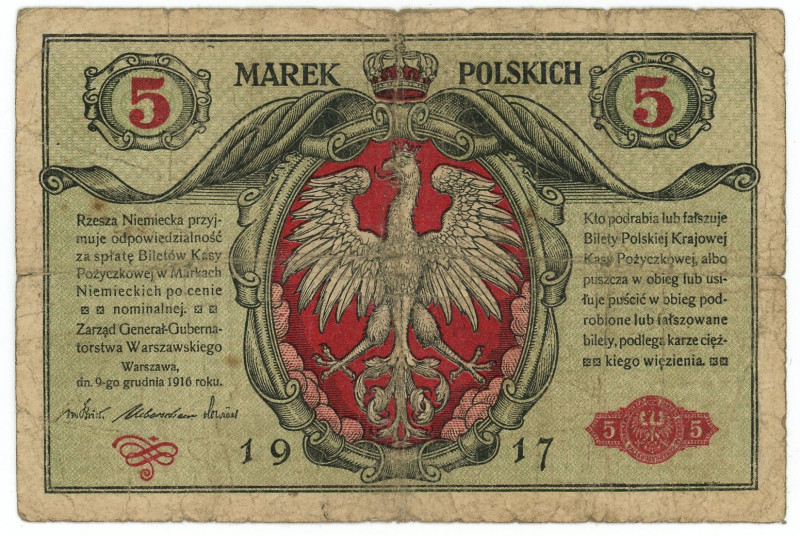 Poland 5 Marek 1917

P# 5, N# 330914; # A 5700023; F