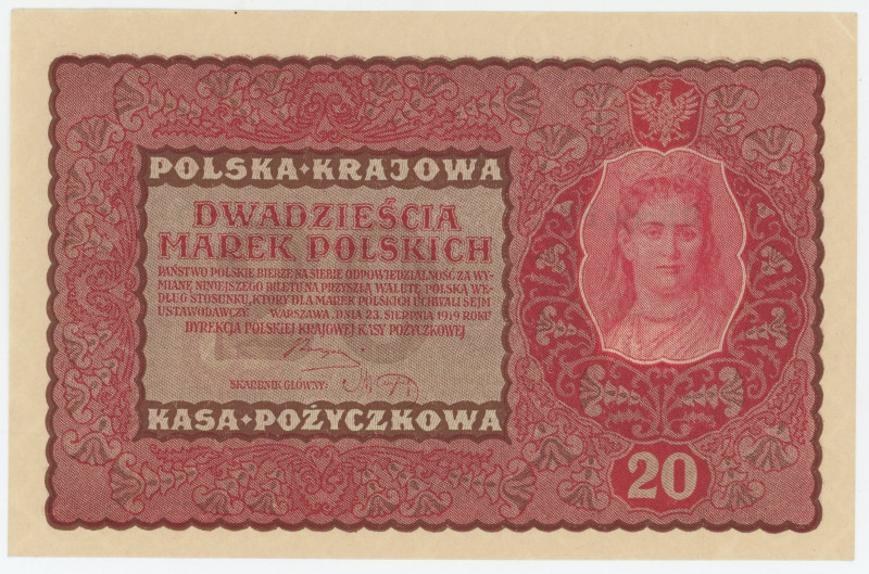 Poland 20 Marek 1919

P# 26, N# 208269; # FJ 106277; XF+