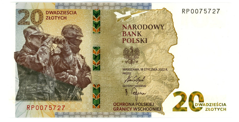 Poland 20 Zlotych 2022 Protection of the Eastern Border

N# 333545; # RP 00757...