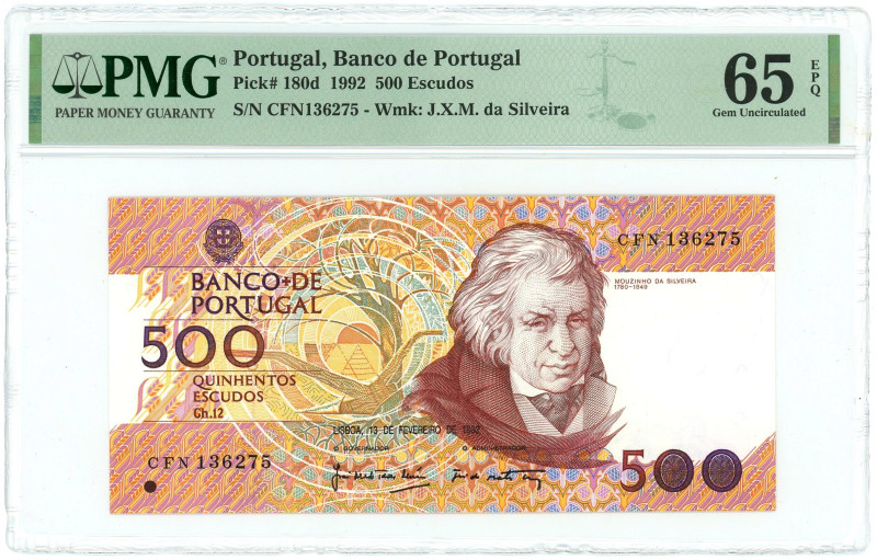 Portugal 500 Escudos 1992 PMG 65 EPQ Gem UNC

P# 180d, N# 204655; # CFN136275