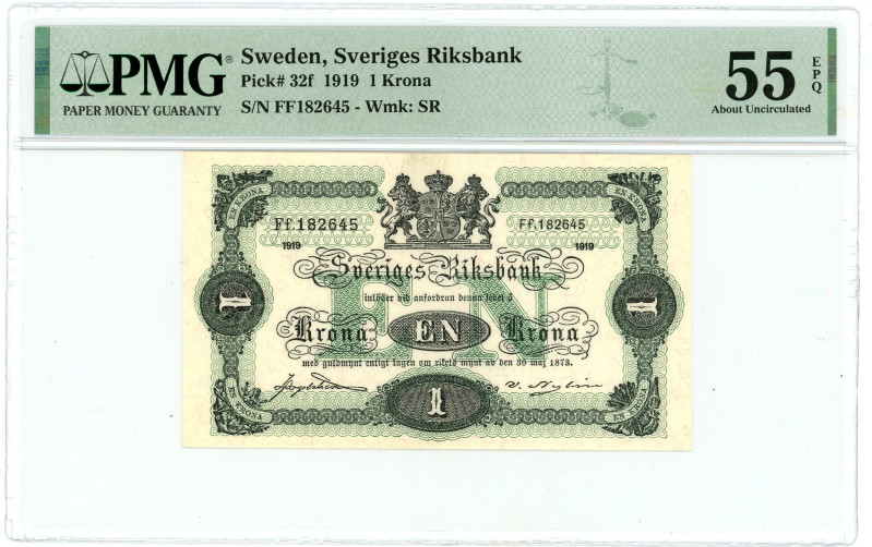 Sweden 1 Krona 1919 PMG 55 EPQ About Uncirculated

P# 32f, N# 205790; # FF 182...