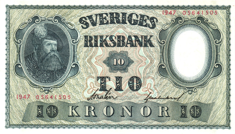 Sweden 10 Kronor 1947

P# 40h, N# 202131; # 05641505; UNC