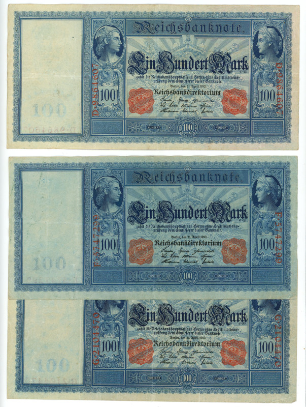 Germany - Empire Berlin 3 x 100 Mark 1910

P# 42, N# 203319; Now Berlin in Ger...