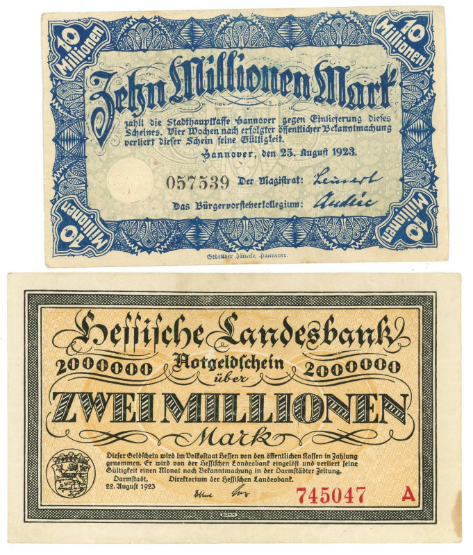 Germany - Weimar Republic Darmstadt 2 Million and 5 Million 1923

N# 209328; N...