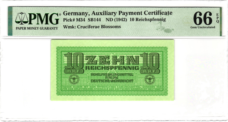 Germany - Third Reich 10 Reichspfennig 1942 (ND) PMG 66 EPQ Gem Uncirculated

...