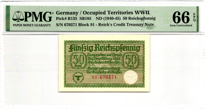 Germany - Third Reich 50 Reichspfenni 1940 - 1945 (ND) PMG 66 EPQ Gem Uncirculat...