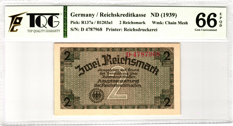 Germany - Third Reich 2 Reichsmark 1940 - 1945 (ND) TQG 66 EPQD Gem Uncirculated...