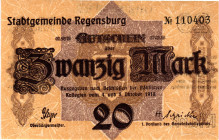 Germany - Empire Regensburg 20 Mark 1918