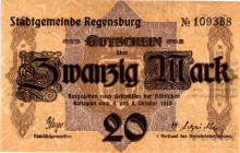 Germany - Weimar Republic Regensburg 20 Mark 1918