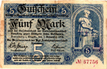 Germany - Weimar Republic Annaberg 5 Mark 1918