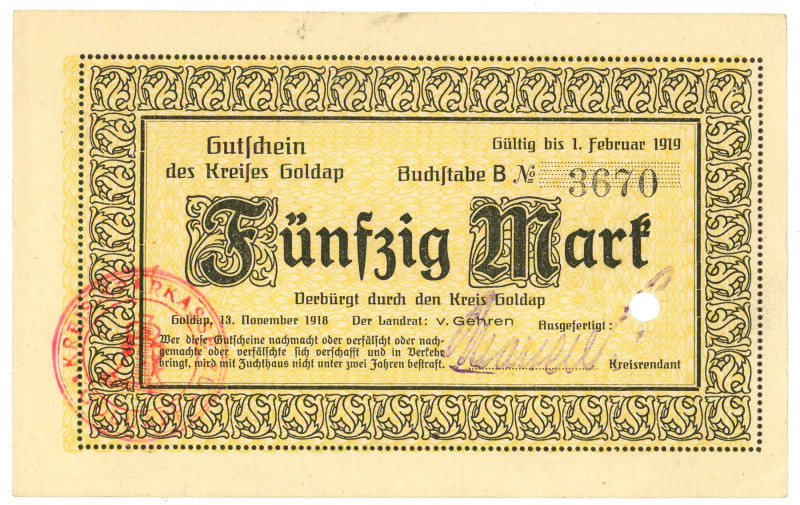Germany - Weimar Republic Kreis 20 Mark 1919

# B 3670; Canceled; XF+