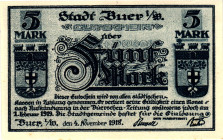 Germany - Weimar Republic Buer 5 Mark 1919